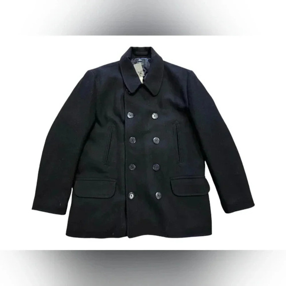J.Crew NWT Black Wool LS Button Up Peacoat/Jacket Size XL - Picture 4 of 14
